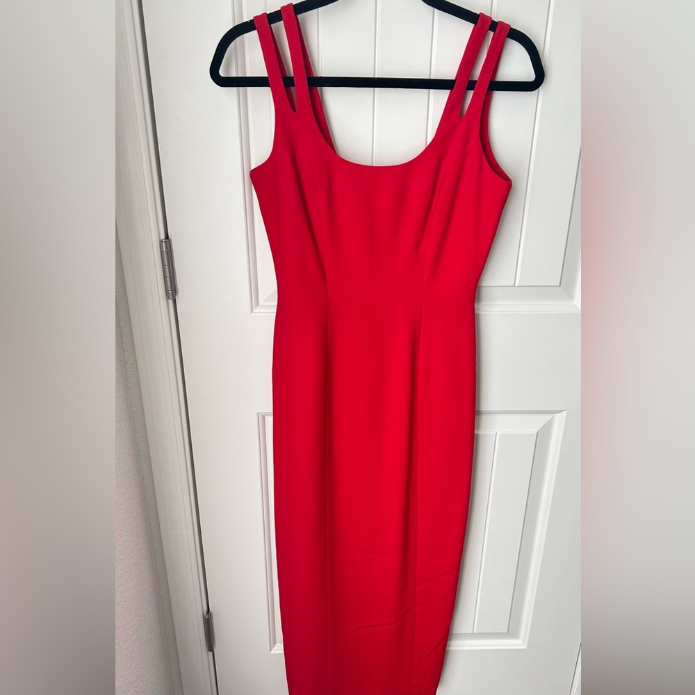 Kenar Vibrant Red Double Strap Midi Dress